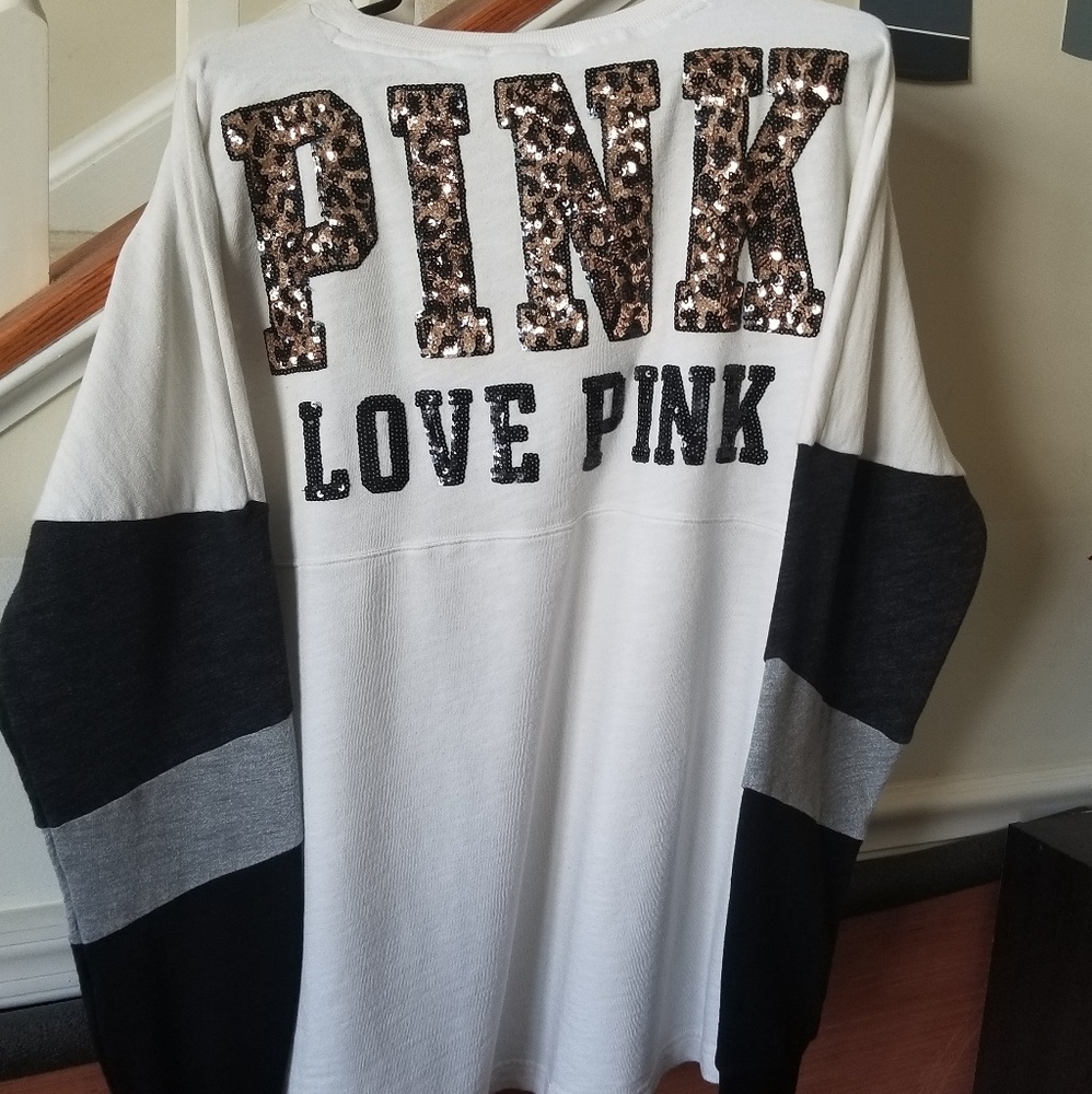 VS PINK CHEETAH BLING CREWNECK